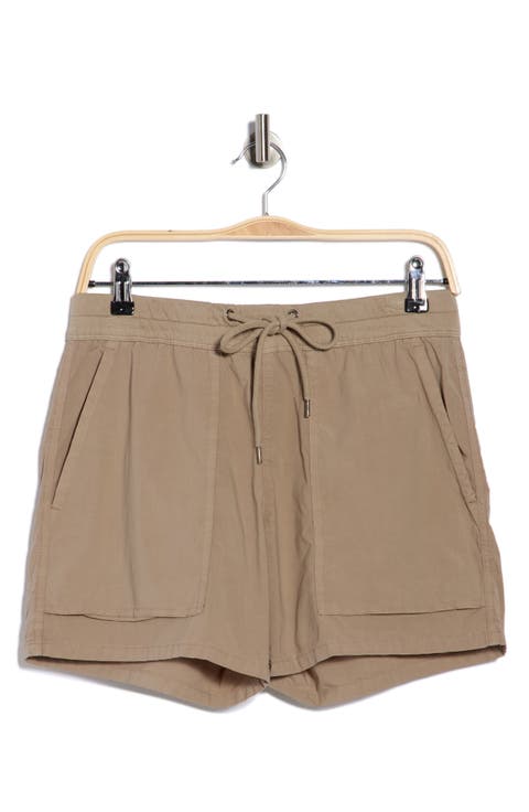 Stretch Cotton Poplin Drawstring Shorts