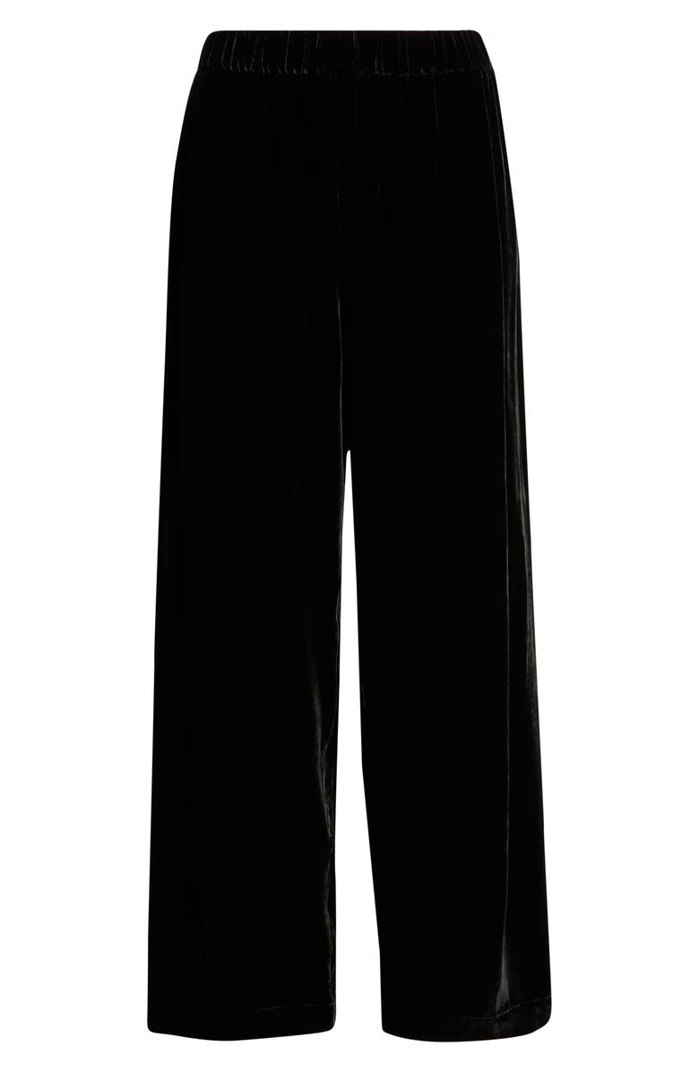 Eileen Fisher Straight Leg Velvet Ankle Pants, Alternate, color, Black