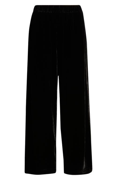Eileen Fisher Straight Leg Velvet Ankle Pants In Black