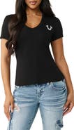 True Religion Crystal Buddha Cotton Blend Graphic T-Shirt