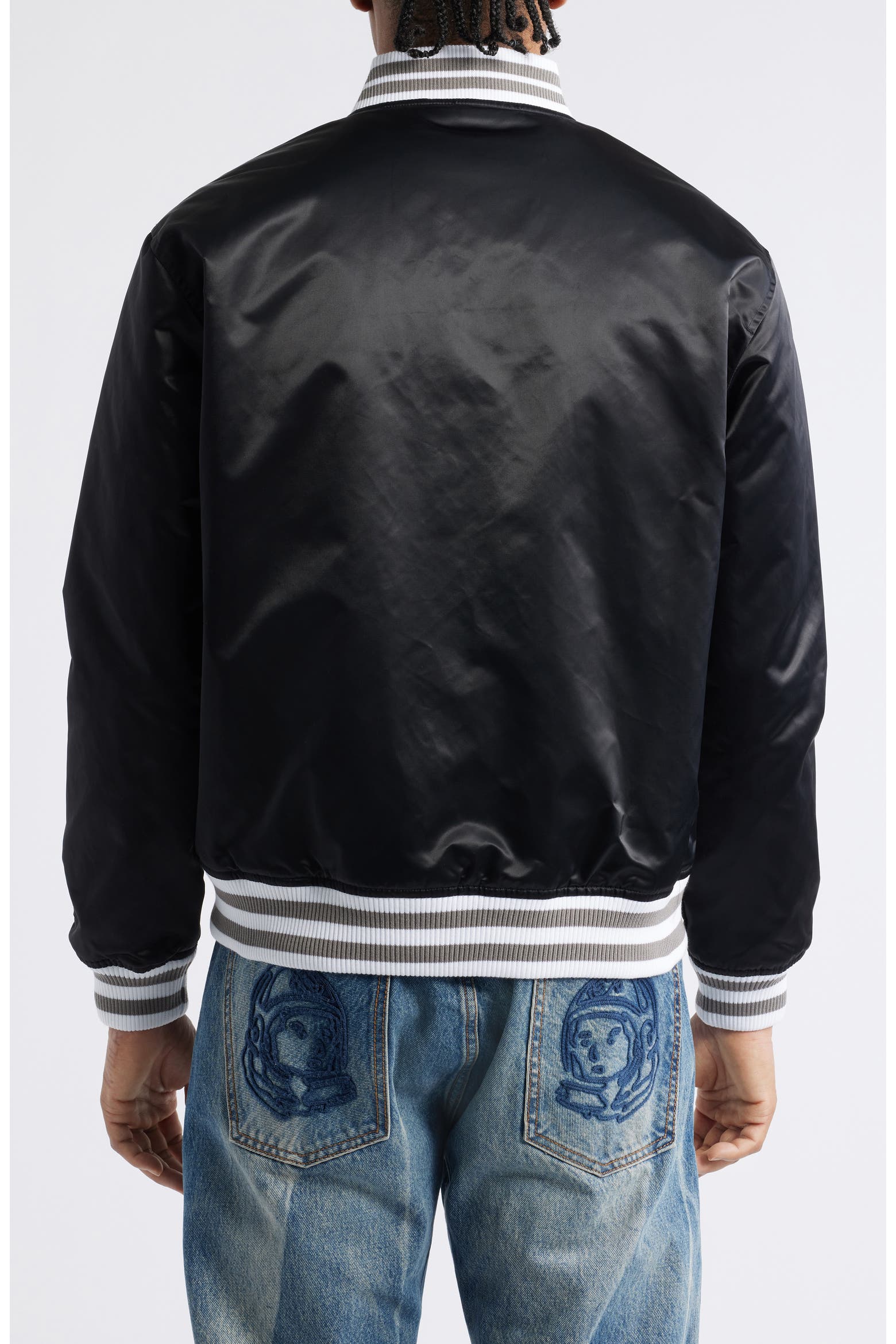 Graphics Snap Falling ICECREAM University Satin Graphic Snap-Up Jacket (Men) | Nordstromrack