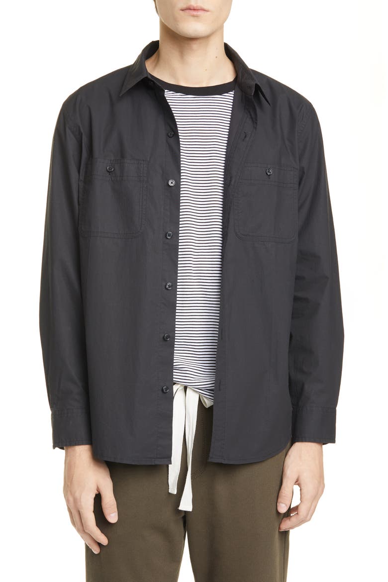 Organic Cotton Poplin Button-Up Shirt (Nordstrom Exclusive), Alternate, color, BLACK