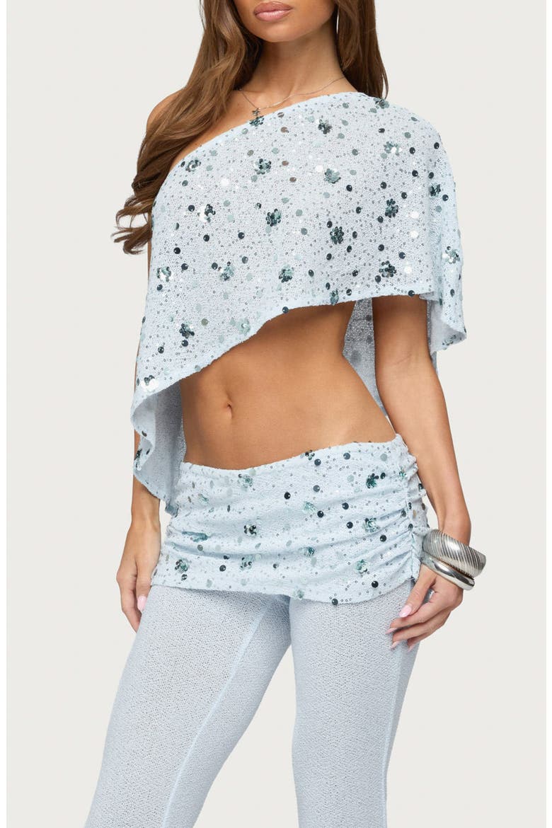 Zephyra Sequin One-Shoulder Top, Alternate, color, LIGHT-BLUE