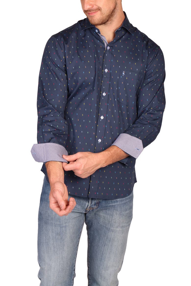 Classic Fit Stretch Cotton Button-Down Shirt, Alternate, color, NAVY