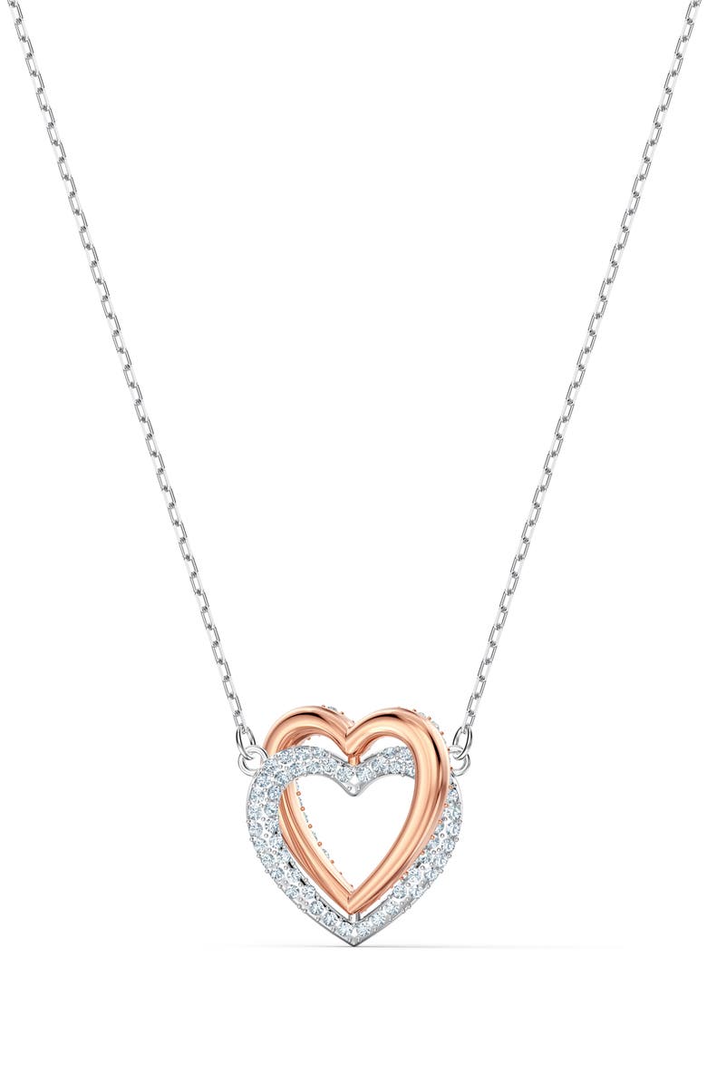 Swarovski Infinity Double Heart Pendant Necklace, Alternate, color, 