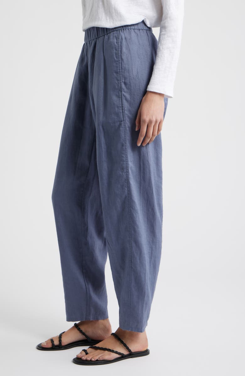 Eileen Fisher Pleated Organic Linen Lantern Pants, Alternate, color, Flint