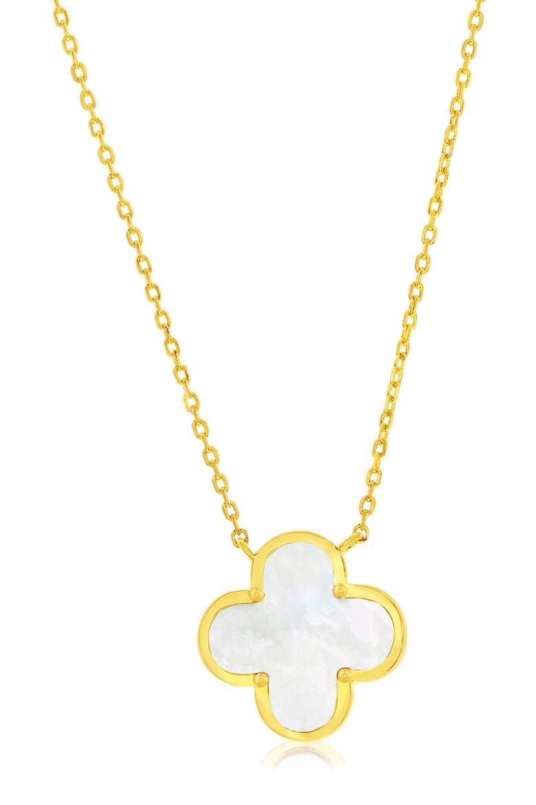 Mother-of-Pearl Clover Pendant Necklace, Main, color, GOLD
