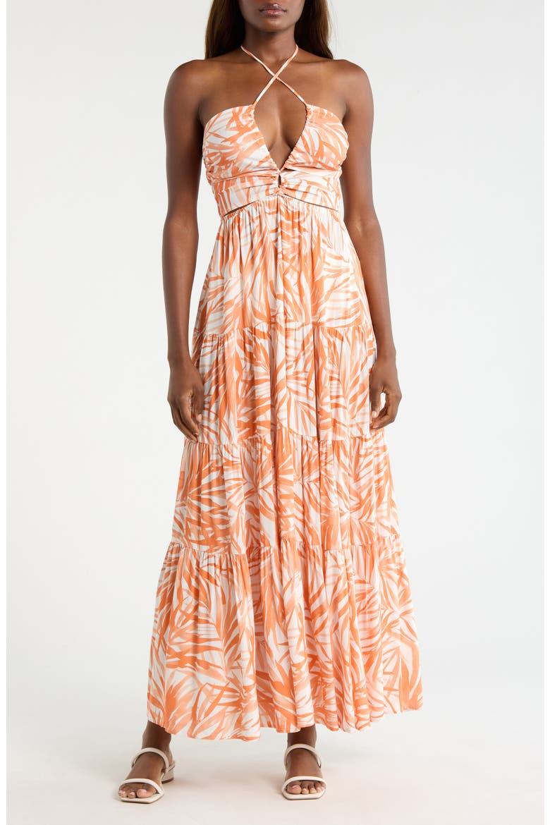 Cutout Cover-Up Maxi Dress, Main, color, SUNSET BALI PRINT
