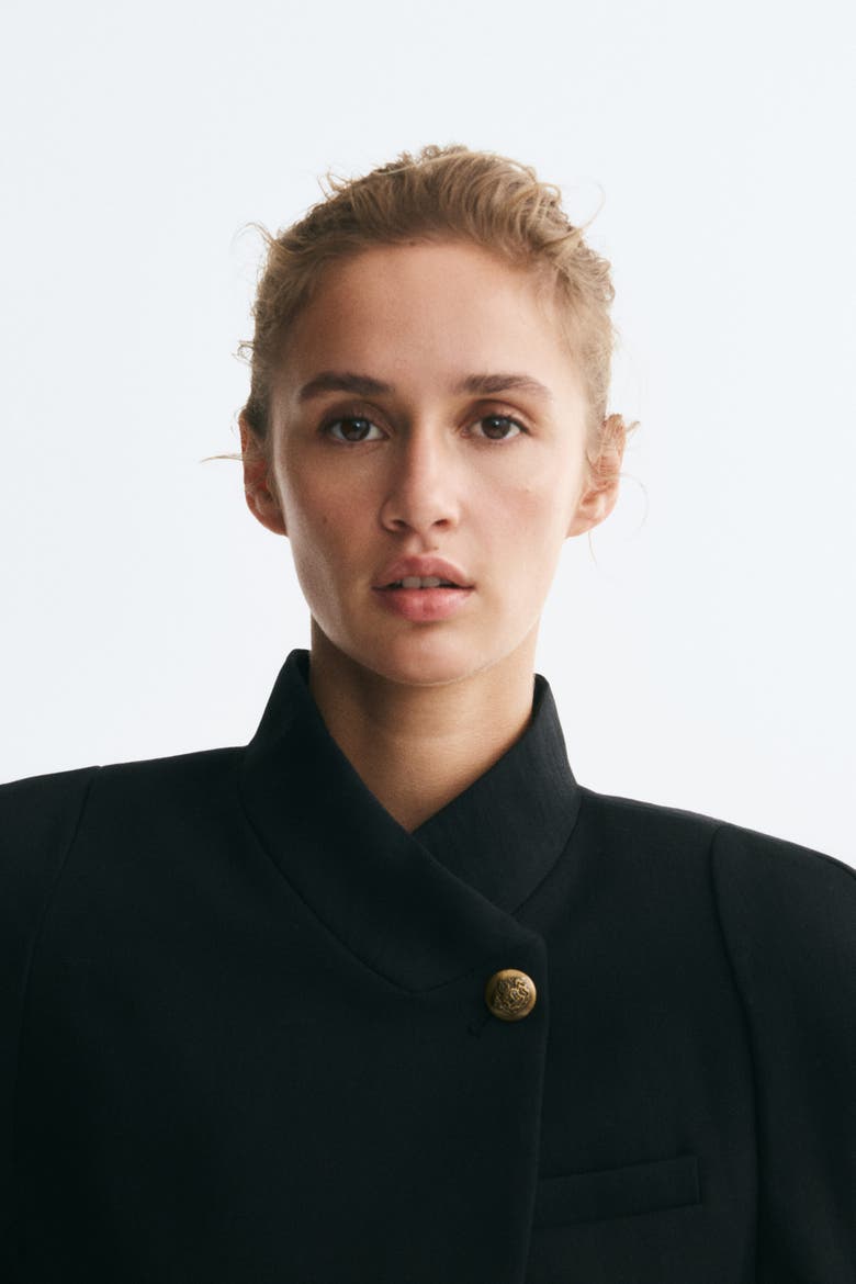 Jacket With Shoulder Pads, Alternate, color, Black
