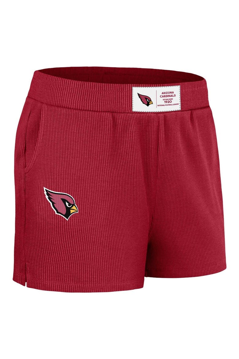 Women's WEAR by Erin Andrews Cardinal Arizona Cardinals Waffle Knit Long Sleeve T-Shirt & Shorts Lounge Set, Alternate, color, Cardinal