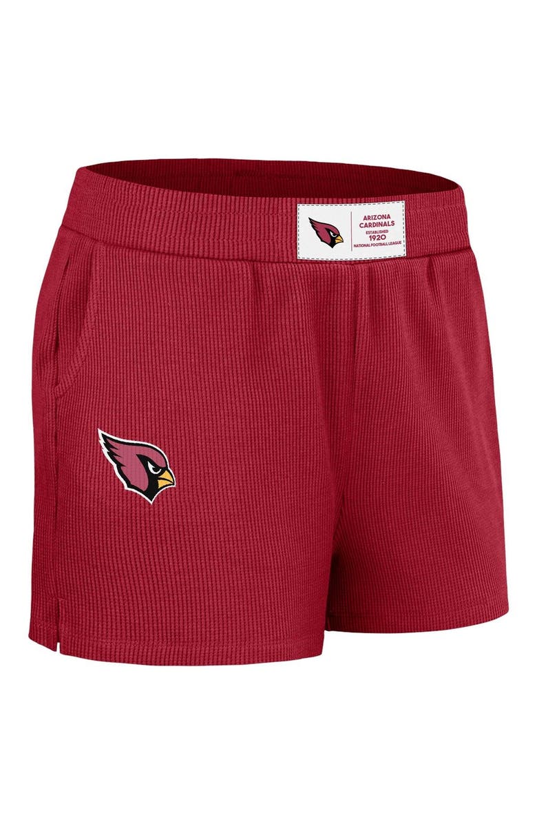 WEAR by Erin Andrews Women's WEAR by Erin Andrews Cardinal Arizona Cardinals Waffle Knit Long Sleeve T-Shirt & Shorts Lounge Set, Alternate, color, Cardinal