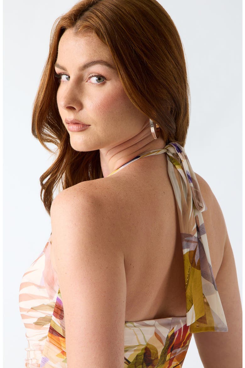 Anaya Floral Print Halter Dress, Alternate, color, PALM PRINT