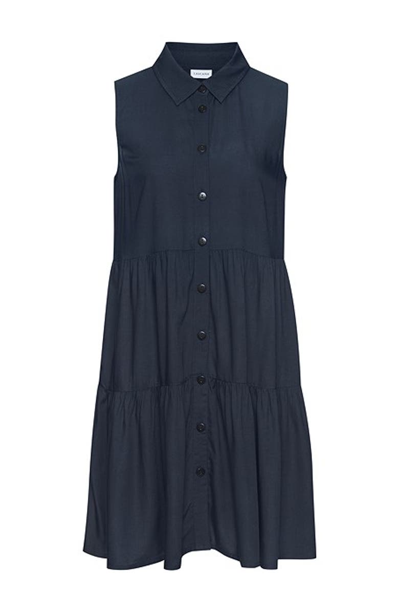 LASCANA Women's Tiered Shirt Dress, Alternate, color, Navy