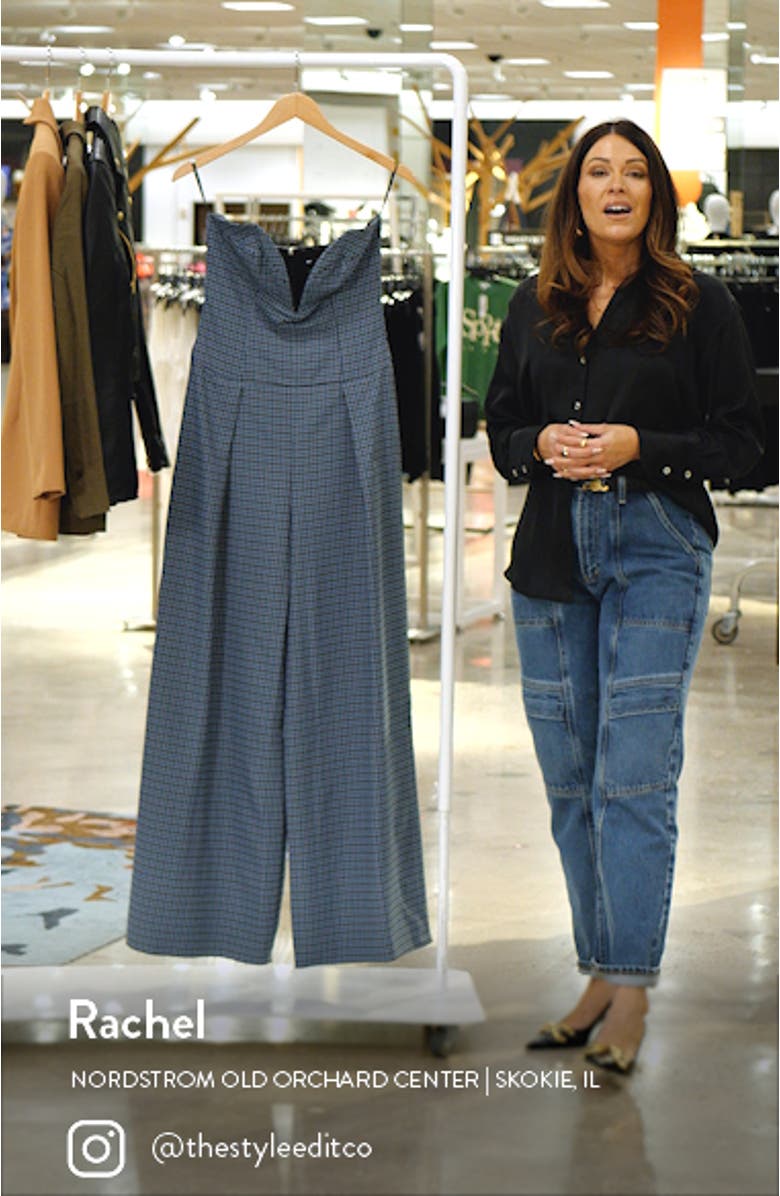 Houndstooth Wide Leg Strapless Jumpsuit, sales video thumbnail