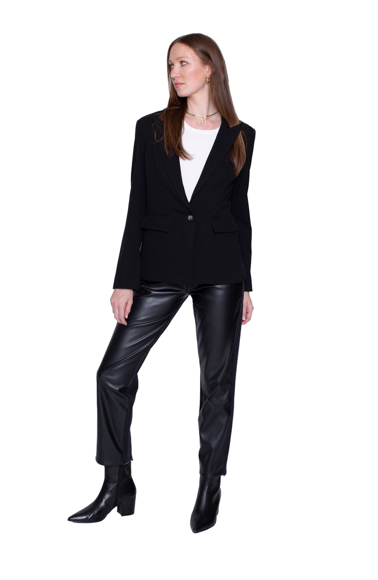 BLUE REVIVAL Hooded Helen Blazer in Black and Heather Cement, Alternate, color,