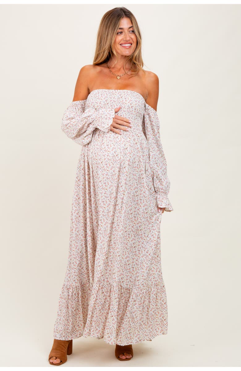 PinkBlush Floral Smocked Off Shoulder Maxi Dress, Main, color, 