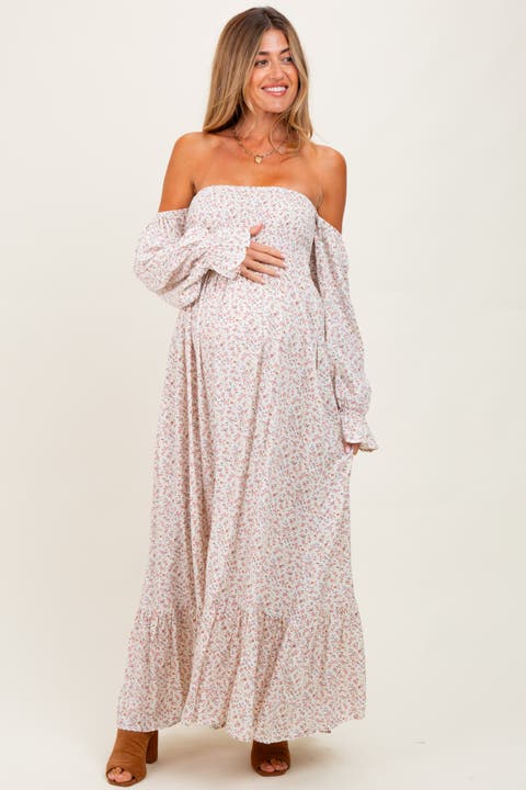 Floral Smocked Off Shoulder Maxi Dress