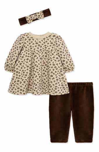 Kids' 3-Piece Leopard Sweatshirt Dress, Leggings & Headband Set