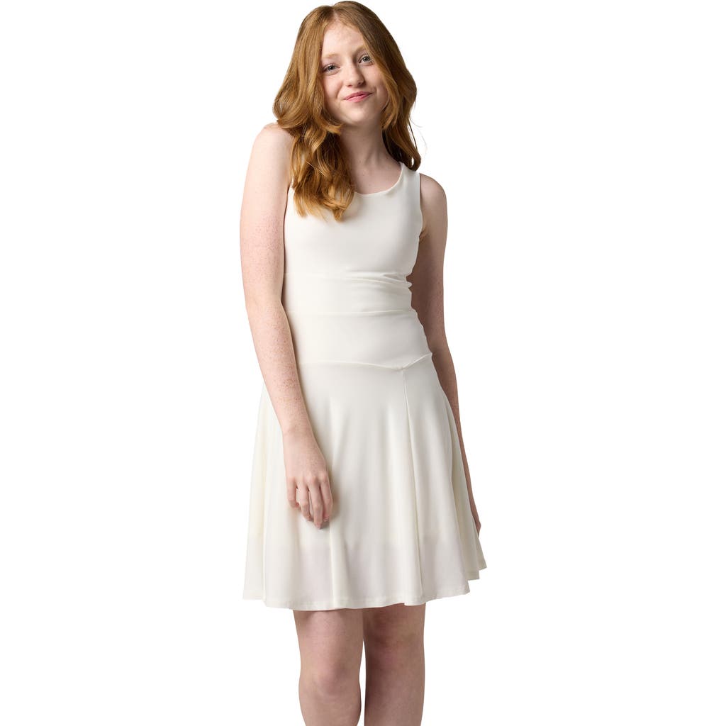 Un Deux Trois Sleeveless Skater Dress In Neutral