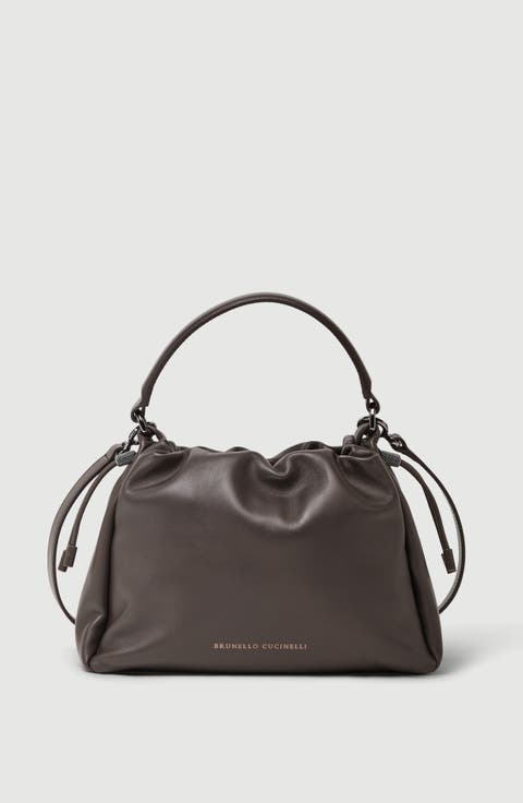 Mellow small bucket bag in soft leather with monili