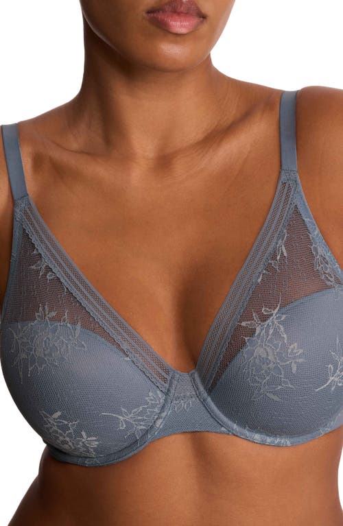 Natori Love Lace Back Smoothing Plunge T-Shirt Bra in Country Blue/Minty at Nordstrom, Size 34G