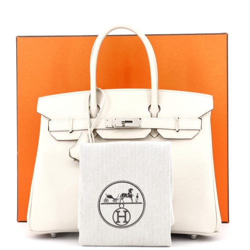 Pre-owned Hermes  Hermes Birkin Handbag Light Epsom With Palladium Hardware 30 In White