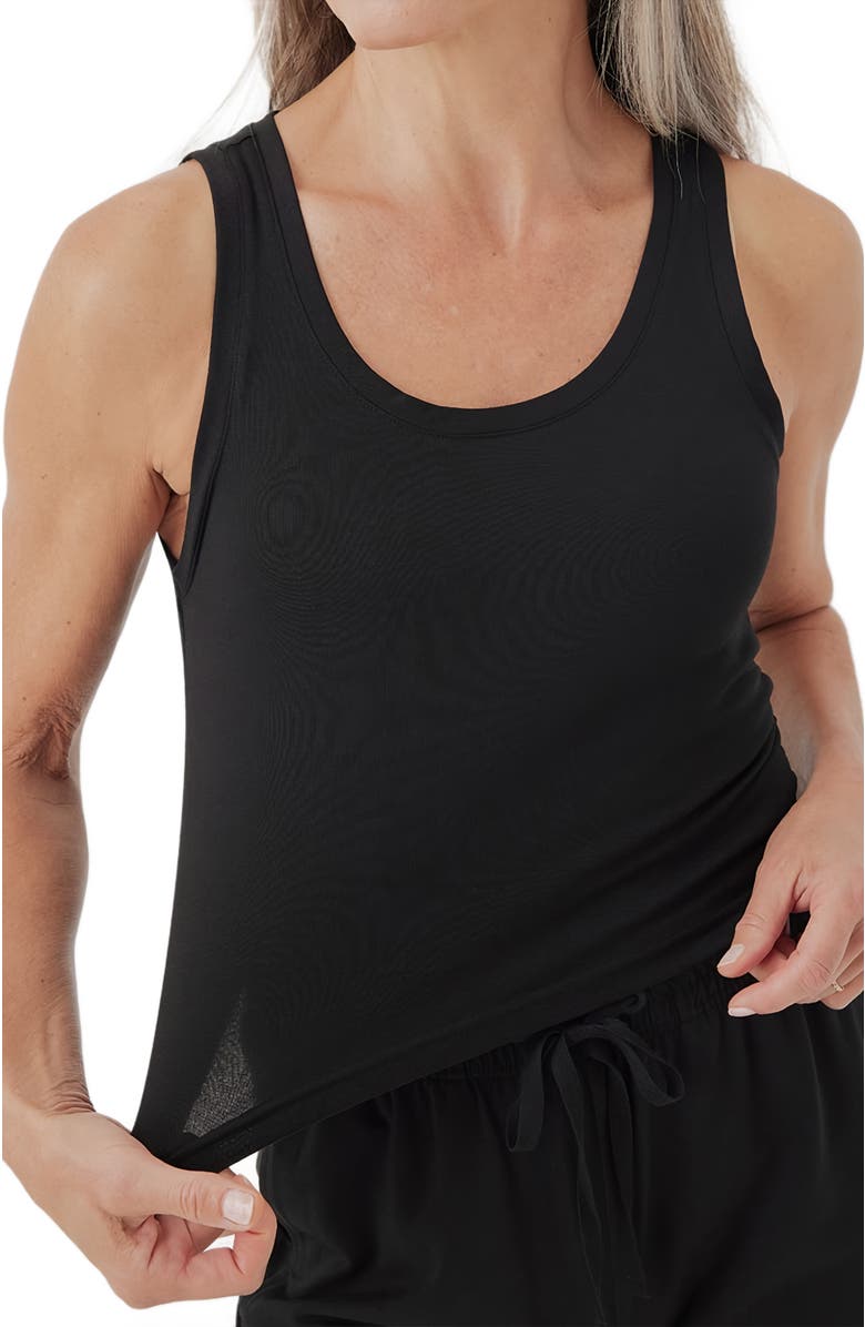 Pact Organic Cotton Cool Stretch Fitted Lounge Tank, Alternate, color, Black