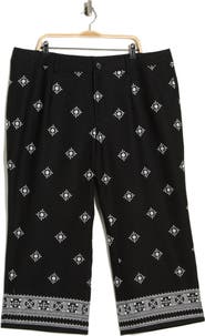 T Tahari Embroidered Border Crop Pants