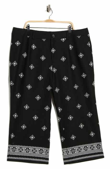 T Tahari Embroidered Border Crop Pants