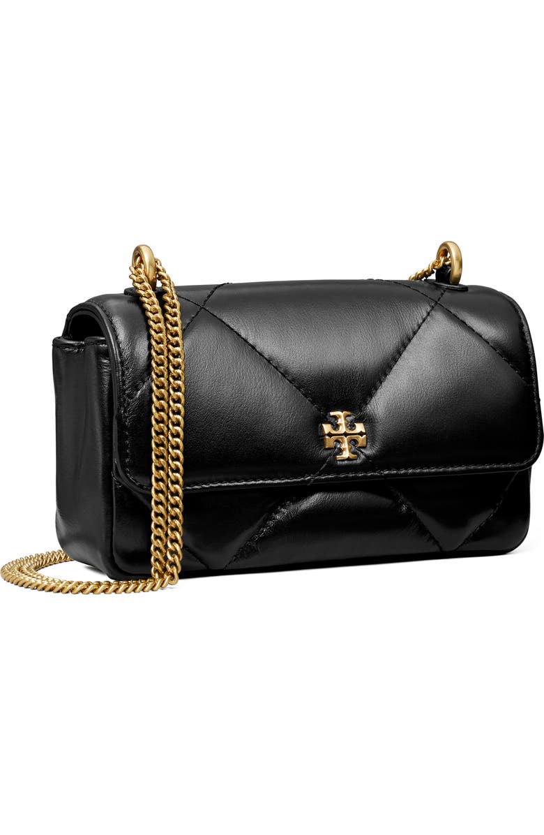 Tory Burch Kira Mini Diamond Quilted Leather Crossbody Bag, Alternate, color, Black