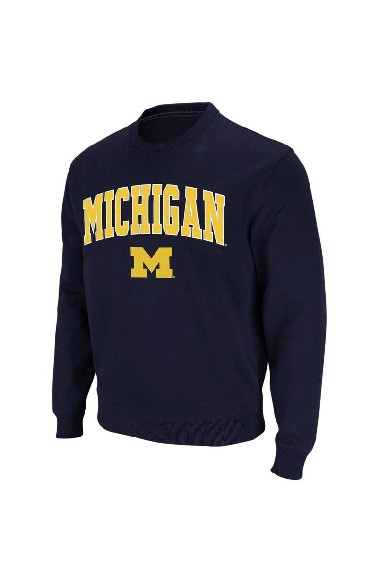 COLOSSEUM Men's Colosseum Navy Michigan Wolverines Arch & Logo Crew Neck Sweatshirt, Main, color, Navy