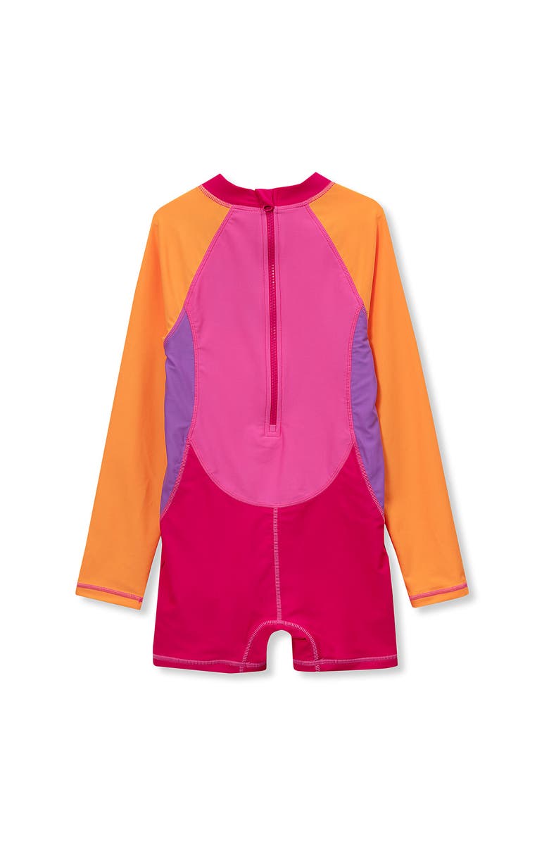 Lands' End Girls Surf Bodysuit, Alternate, color, Pink/Orange Colorblock