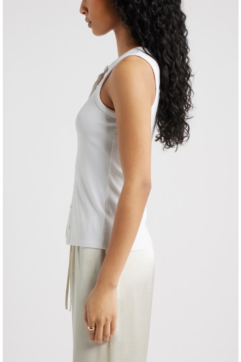 Rib Button-Up Tank, Alternate, color, WHITE