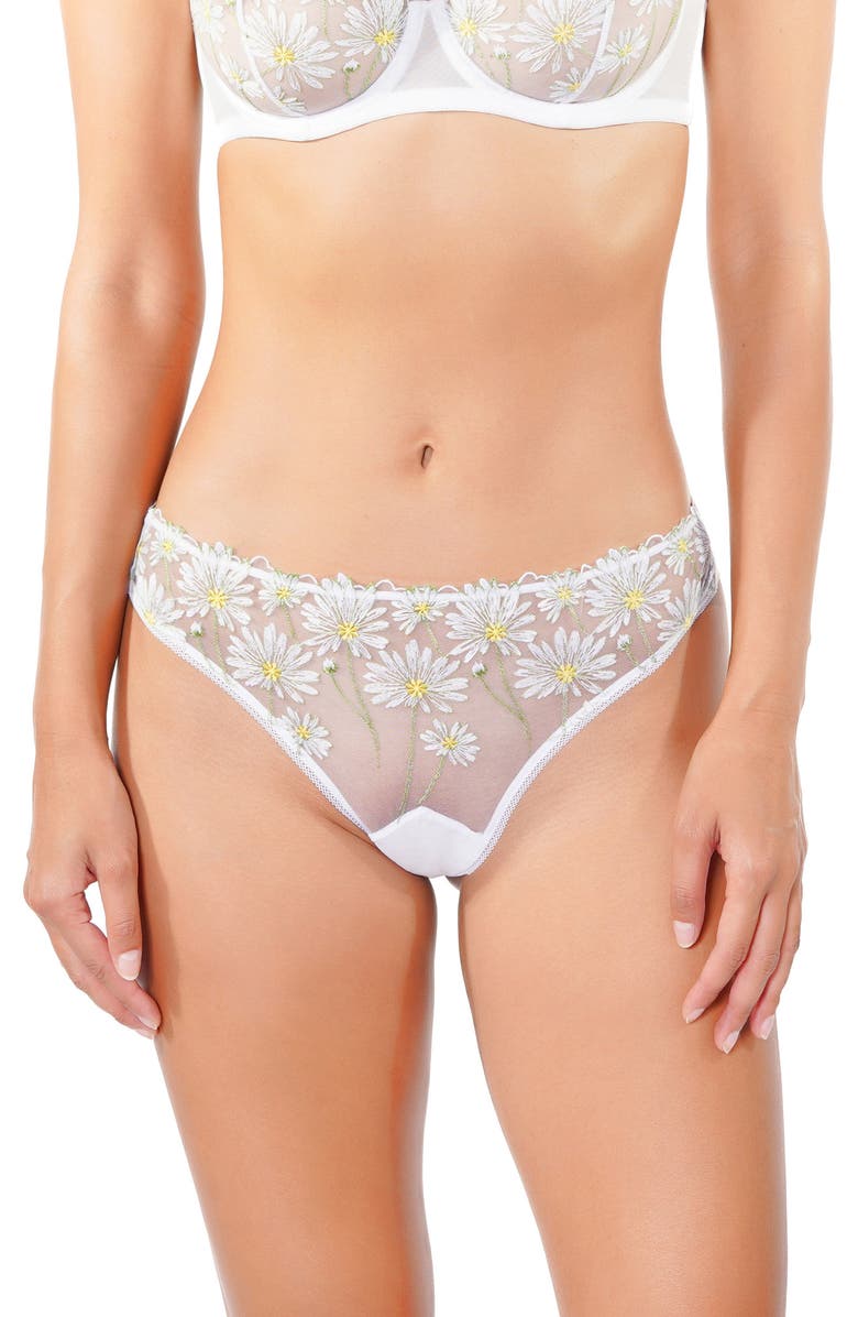 Huit Dance des Fleurs Embroidered Mesh Tanga, Alternate, color, Floral Green