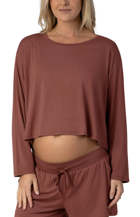 Aria Casual Long Sleeve Cropped Top