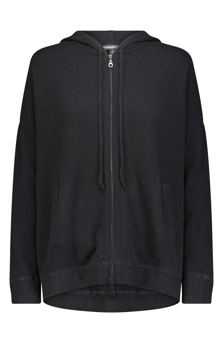 MINNIE ROSE Cashmere Zip Hoodie Jacket, Alternate, color, Black