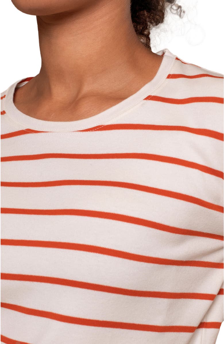 Celtic & Co. Striped Long Sleeve Crew Neck T-Shirt, Alternate, color, Chalk / Burnt Orange