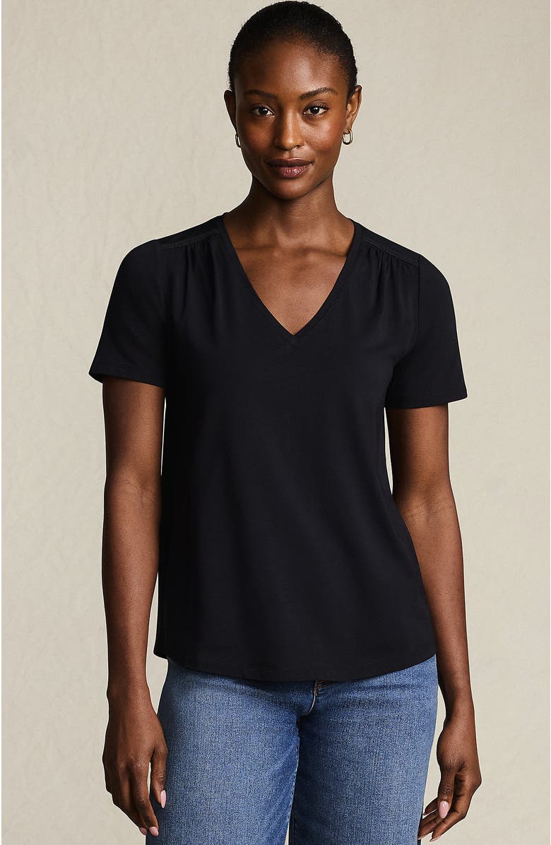 Lands' End Short Sleeve Lightweight Jersey Gathered Shoulder T-Shirt, Alternate, color, 