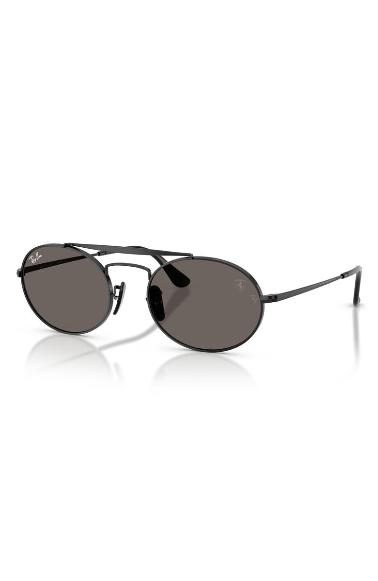 Ray-Ban 54mm Ferrari Oval Sunglasses, Alternate, color, Black / Dark Grey