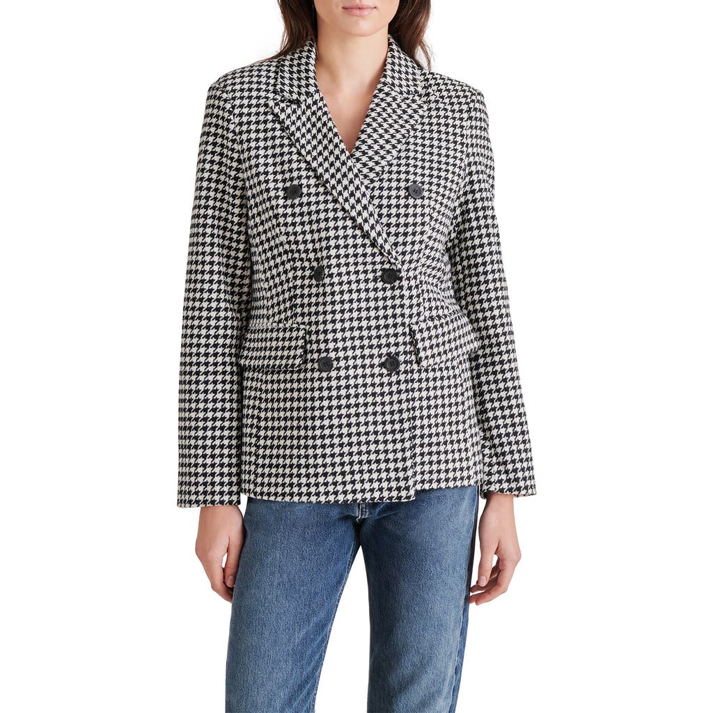 Steve Madden Houndstooth Peacoat In Gray