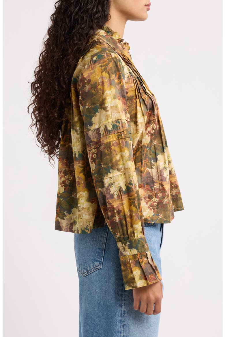 Wiley Ruffle Pintuck Cotton Shirt, Alternate, color, AUTUMN ARBORETUM LIBERTY PRINT