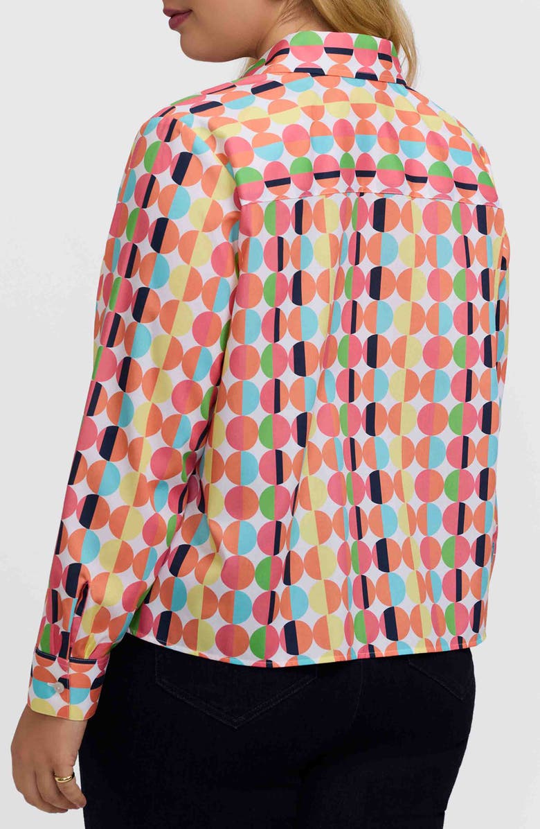 Foxcroft Jodie Retro Print Shirt, Alternate, color, Orange/ White Multi