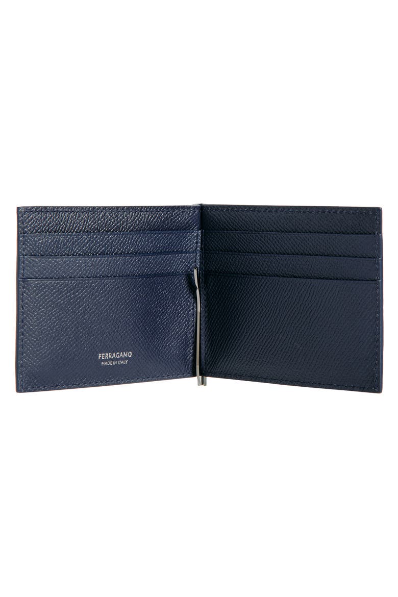 Double Gancio Leather Bifold Wallet, Alternate, color, NEW NAVY NERO
