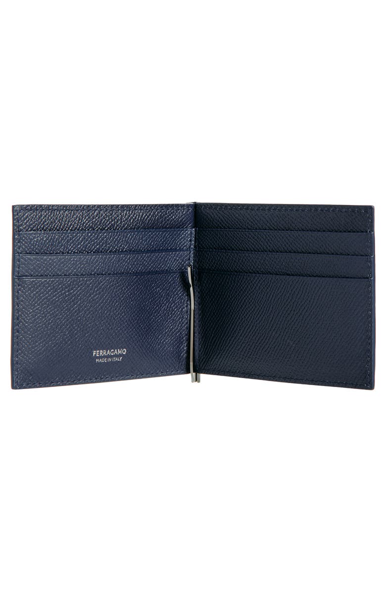 FERRAGAMO Double Gancio Leather Bifold Wallet, Alternate, color, New Navy Nero