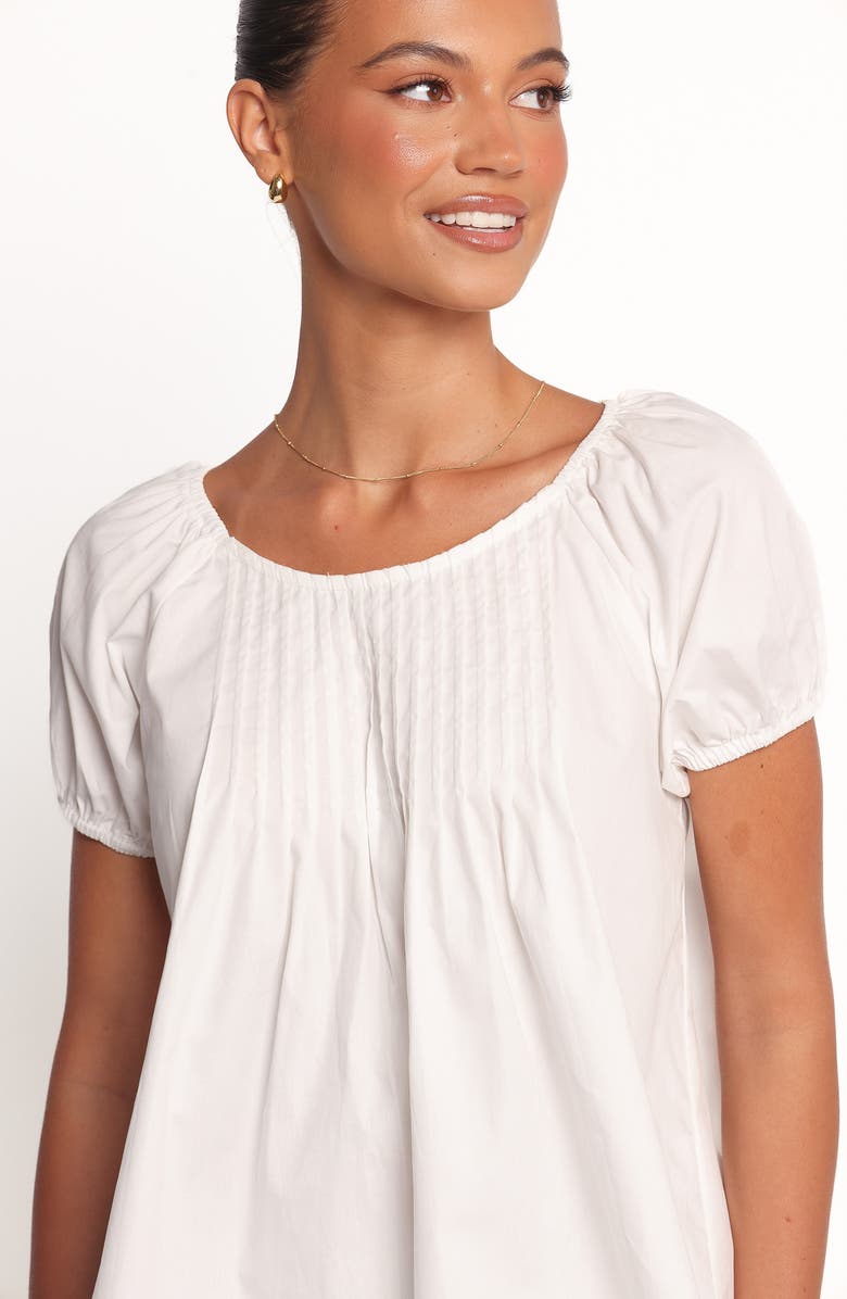 Petal & Pup Abbott Pleated Puff Sleeve Cotton Top, Alternate, color, White