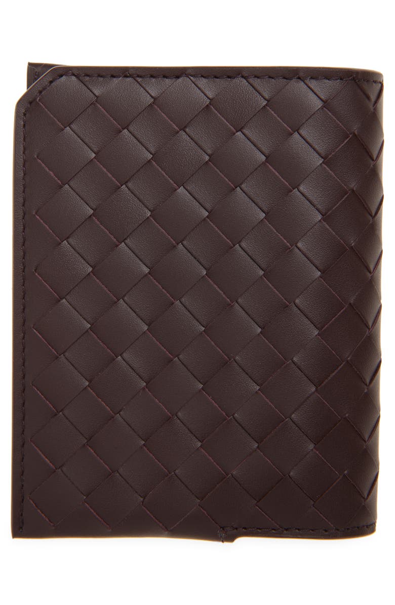 Bottega Veneta Piccolo Intrecciato Leather Bifold Wallet, Alternate, color, 2263 Dark Barolo/ Silver