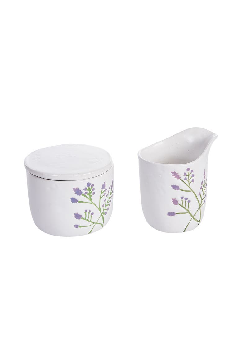 Lavender Floral Botanical Cottage Coffee Creamer & Sugar Containers Set 2, Alternate, color, Purple