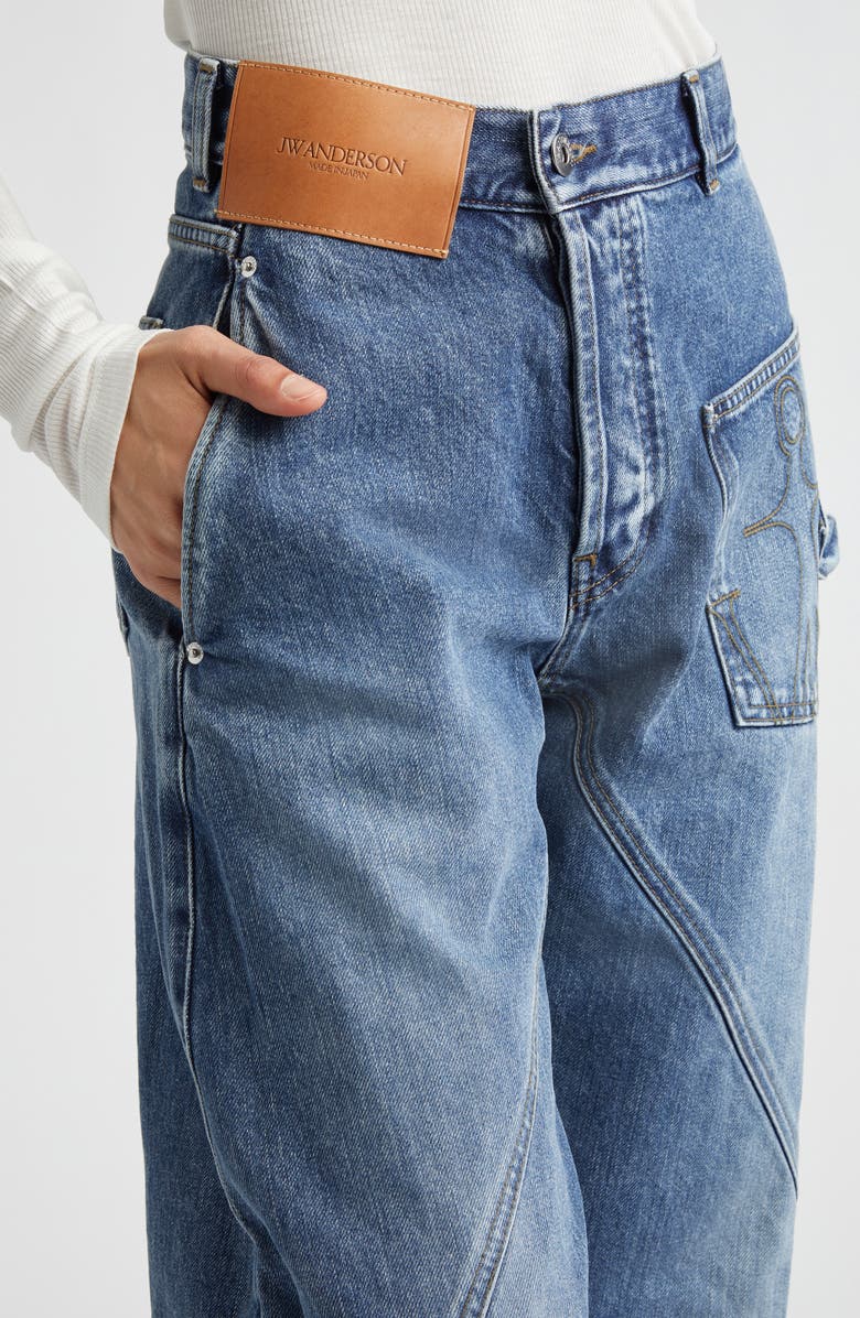 JW Anderson Twisted Workwear Jeans, Alternate, color, Mid Blue