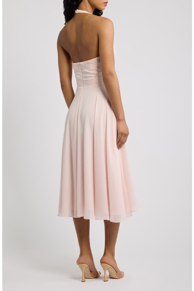 Coco Pink Georgette Lace Fit & Flare Midi Dress, Alternate, color, PINK