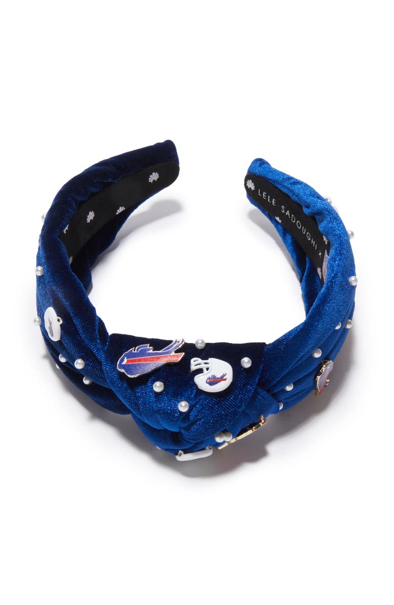 Lele Sadoughi Buffalo Bills Embellished Knotted Headband, Alternate, color, Buffalo Blue 400